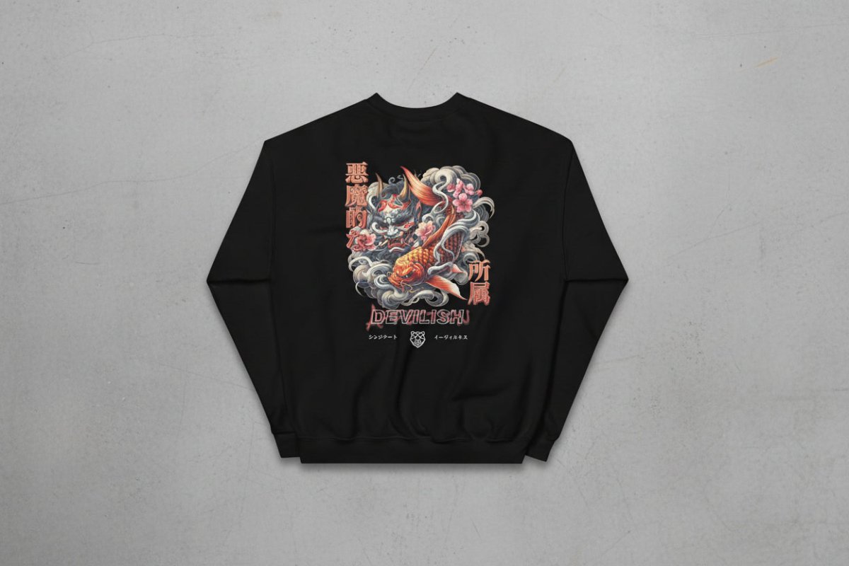 Unisex Swearshirt "Devil" mit hochwertigem Logo - Stick in Farbe Gold - Black Ursus | Urban Streetwear