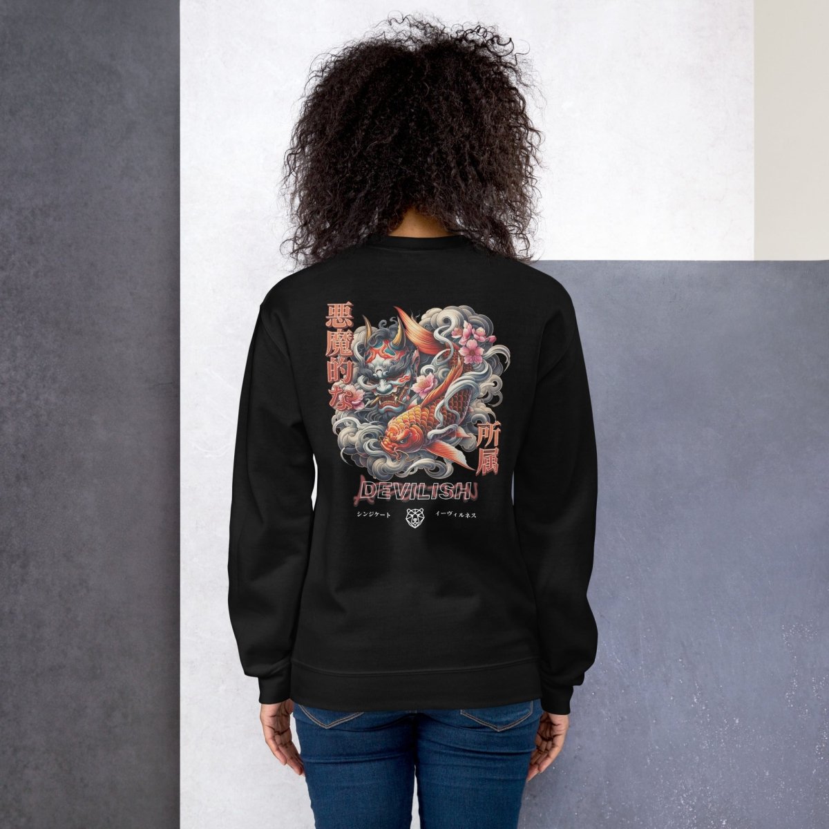 Unisex Swearshirt "Devil" mit hochwertigem Logo - Stick in Farbe Gold - Black Ursus | Urban Streetwear