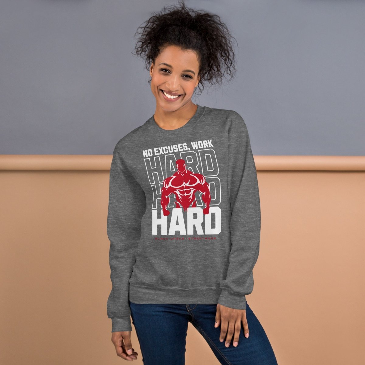 Unisex Swearshirt "Work Hard" - Black Ursus | Urban Streetwear