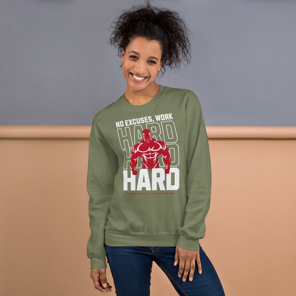 Gym Sweatshirt "Work Hard" – Unisex Streetwear S–5XL | Black Ursus - Streetwear - size_range | Black Ursus