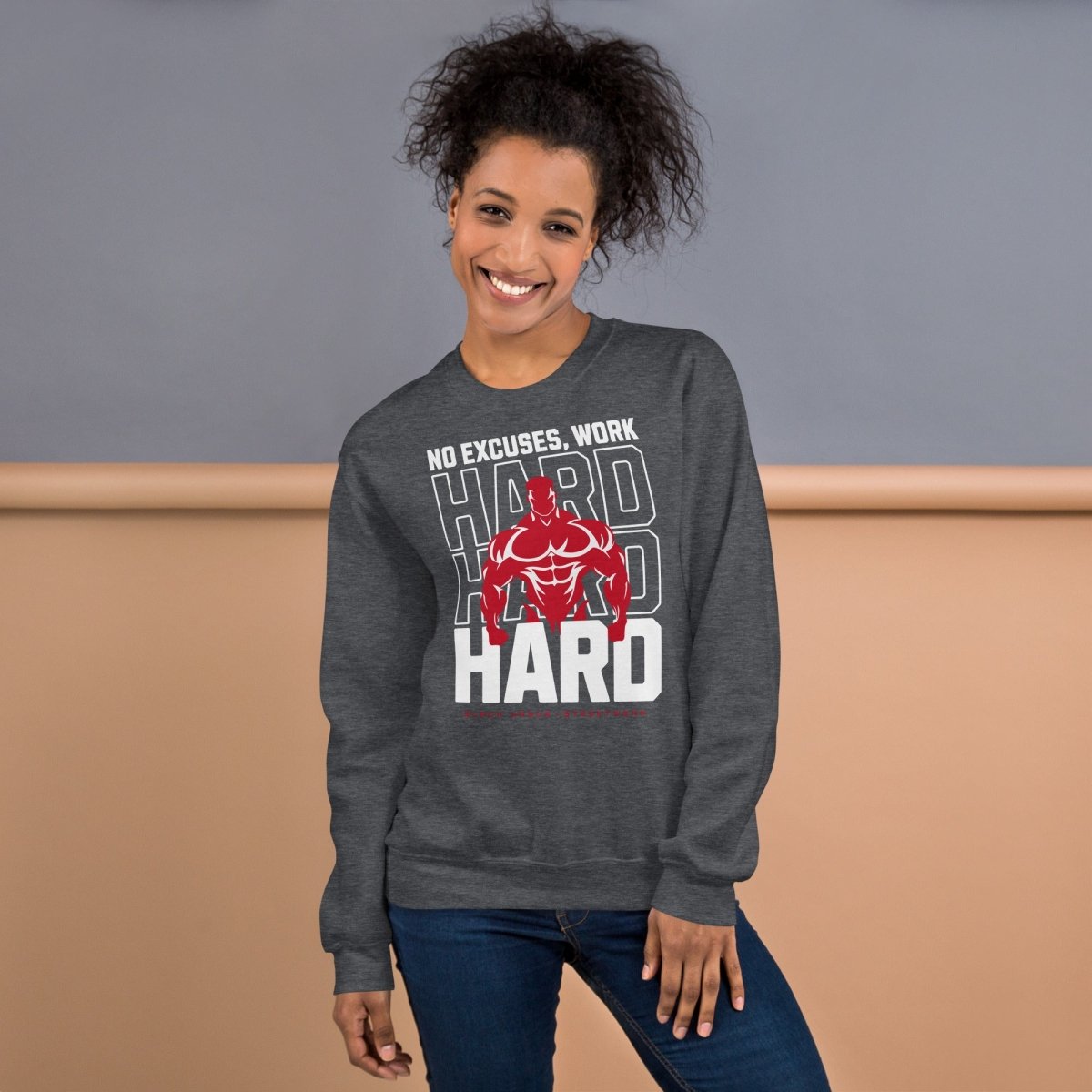 Unisex Swearshirt "Work Hard" - Black Ursus | Urban Streetwear