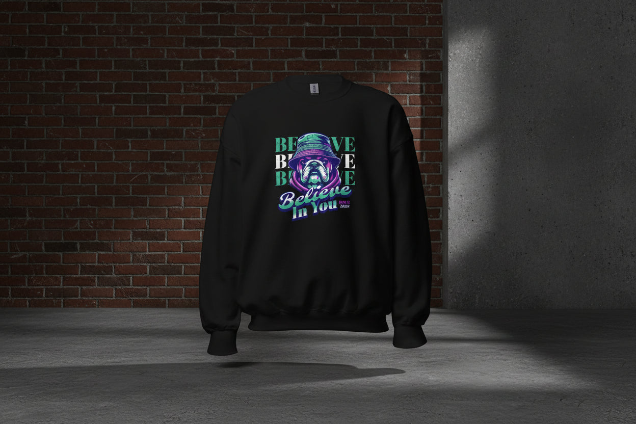 Unisex Sweatshirt "Believe In You Bulldog" - Black Ursus | Urban Streetwear