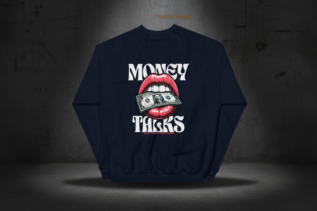 Unisex Sweatshirt "Money Talks" mit hochwertigem Logo - Stick in Farbe Gold - Black Ursus | Urban Streetwear