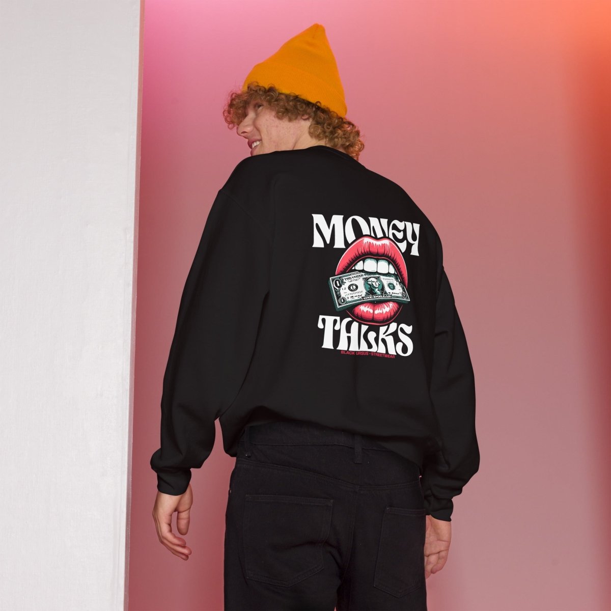 Unisex Sweatshirt "Money Talks" mit hochwertigem Logo - Stick in Farbe Gold - Streetwear - size_range | Black Ursus
