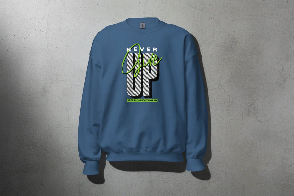 Unisex Sweatshirt "Nerver give up" - Black Ursus | Urban Streetwear