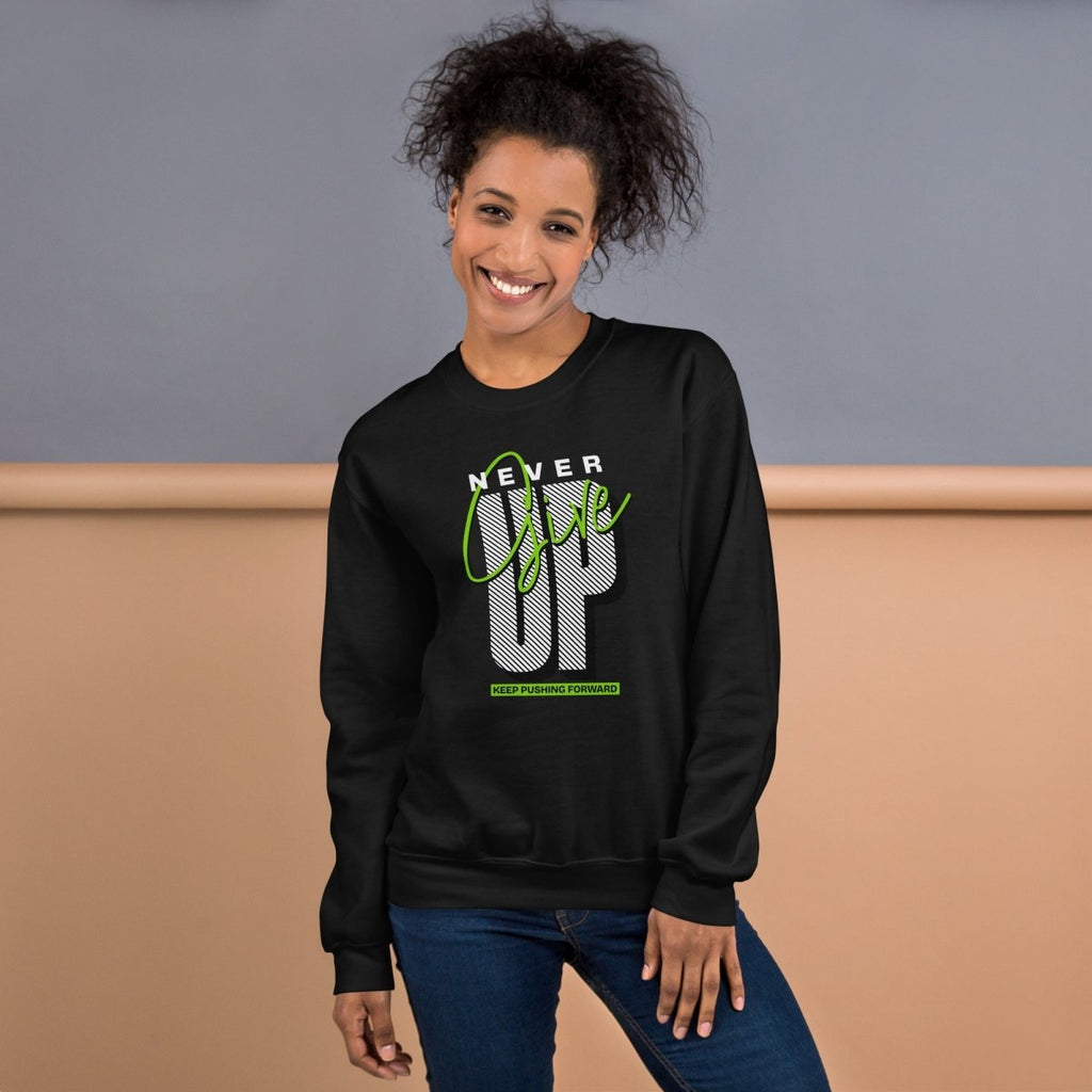 Unisex Sweatshirt "Nerver give up" - Streetwear - size_range | Black Ursus