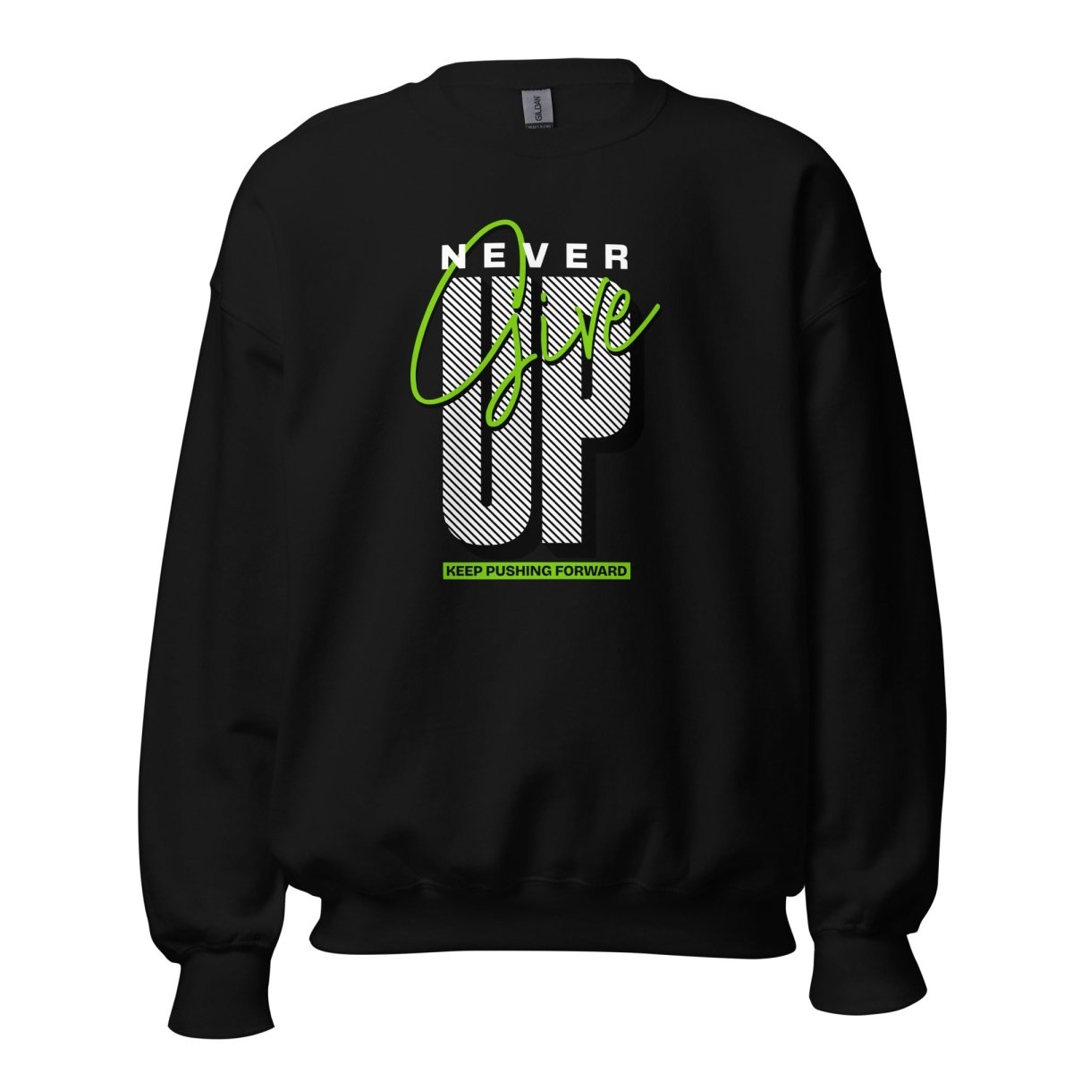 Unisex Sweatshirt "Nerver give up" - Black Ursus | Urban Streetwear