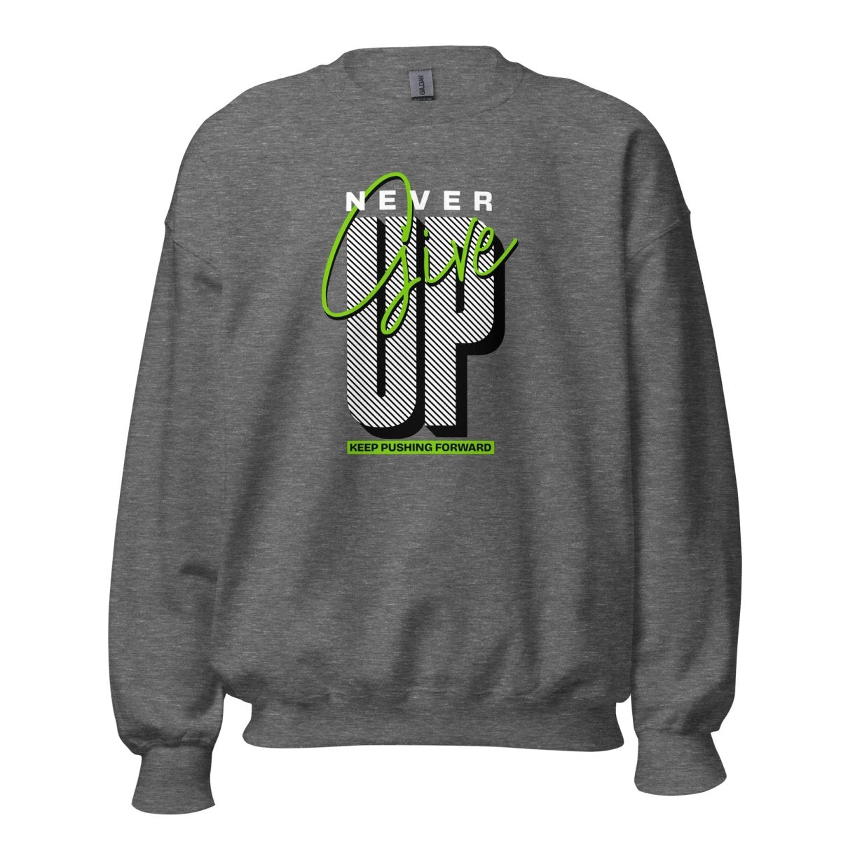 Unisex Sweatshirt "Nerver give up" - Black Ursus | Urban Streetwear