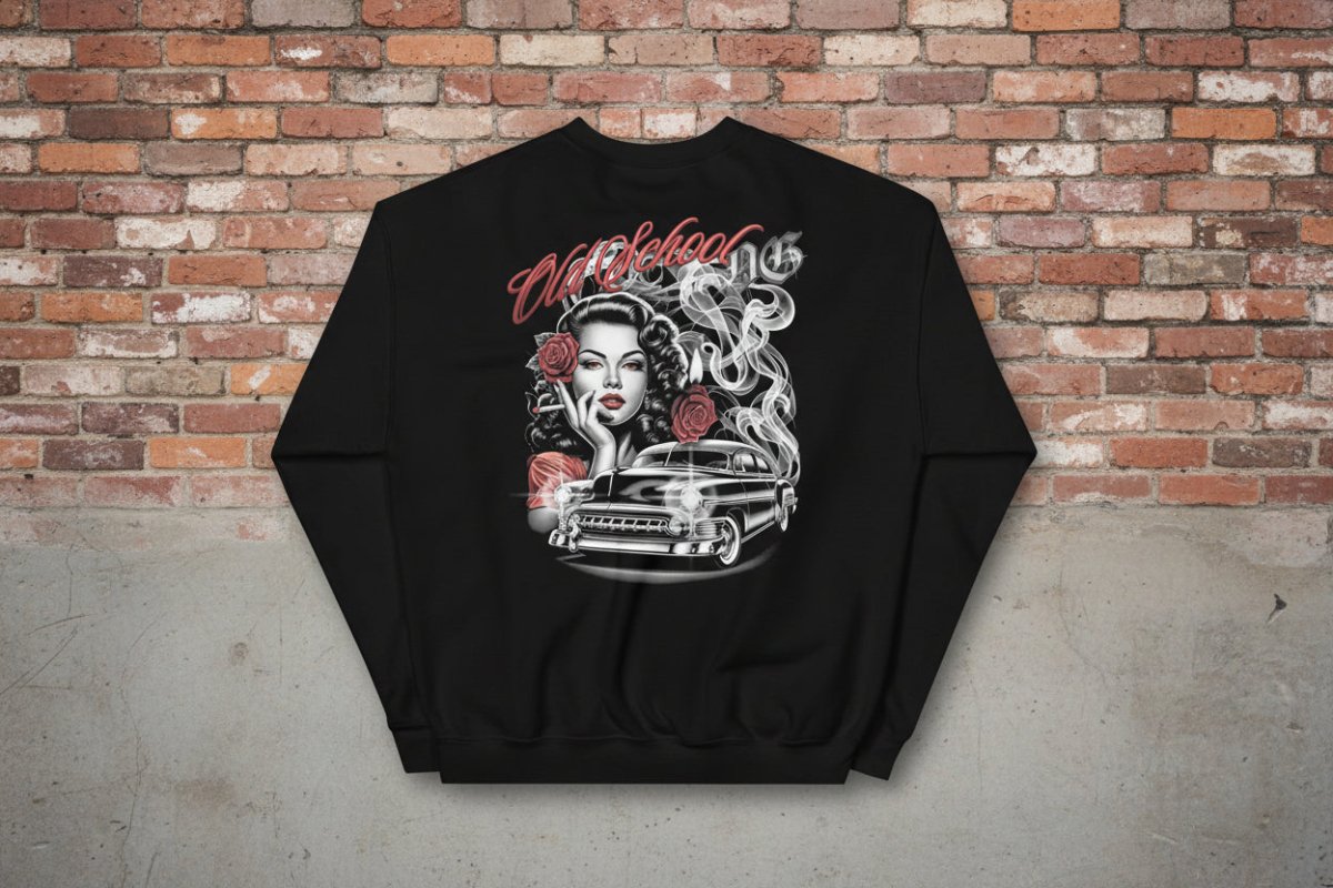 Unisex Sweatshirt "Old School" mit hochwertigem Logo - Stick in Farbe Gold - Black Ursus | Urban Streetwear