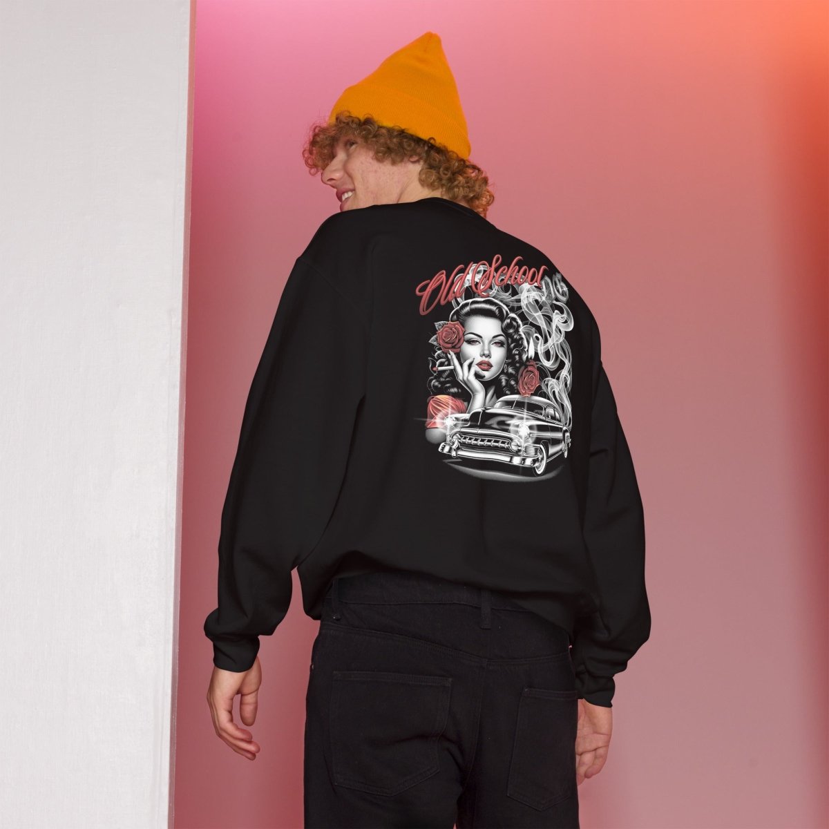 Unisex Sweatshirt "Old School" mit hochwertigem Logo - Stick in Farbe Gold - Black Ursus | Urban Streetwear