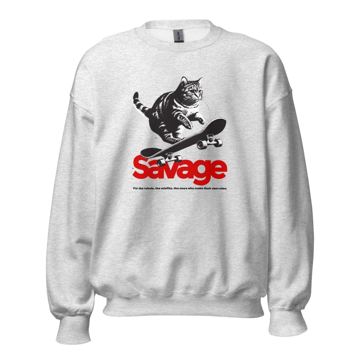 Unisex Sweatshirt "Savage Skater Cat" - Black Ursus | Urban Streetwear