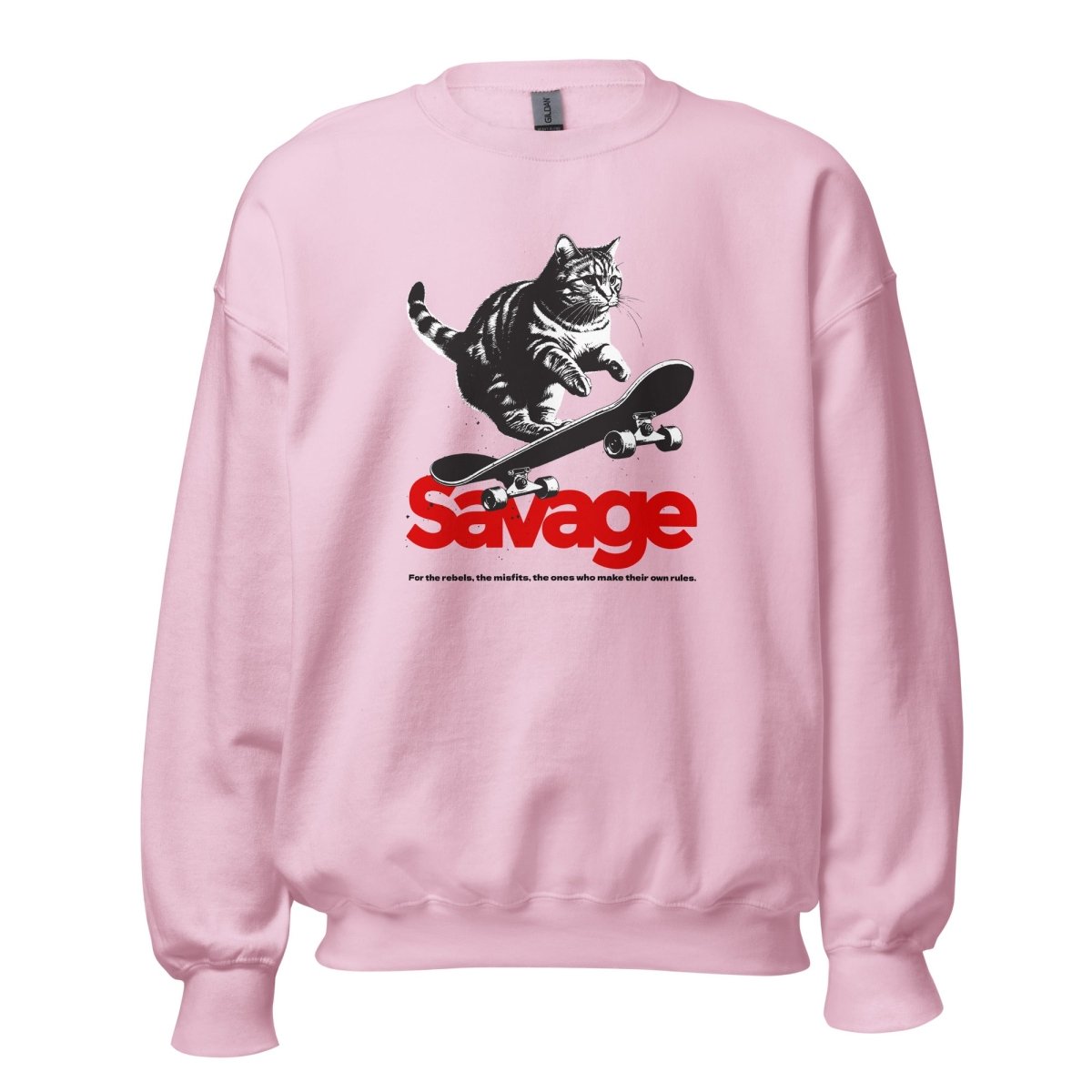 Unisex Sweatshirt "Savage Skater Cat" - Black Ursus | Urban Streetwear