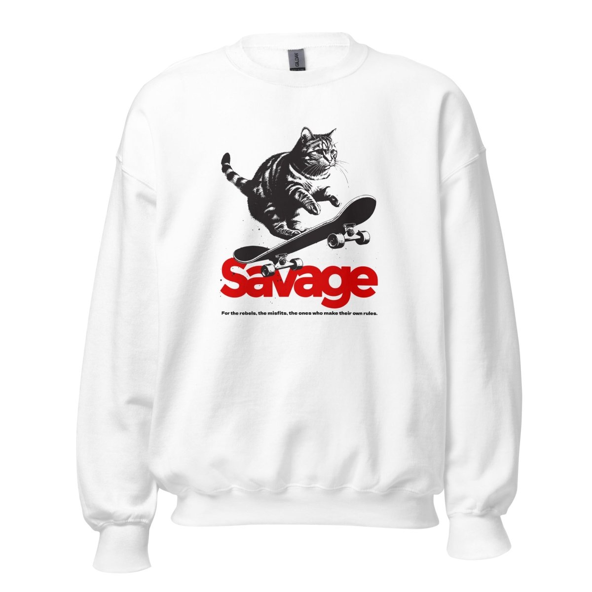Unisex Sweatshirt "Savage Skater Cat" - Black Ursus | Urban Streetwear