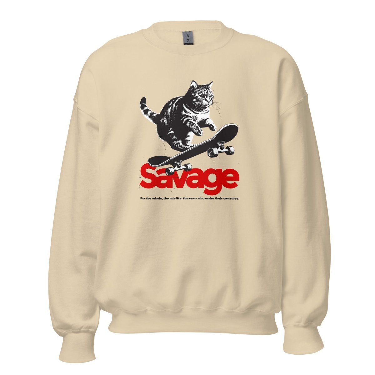 Unisex Sweatshirt "Savage Skater Cat" - Black Ursus | Urban Streetwear