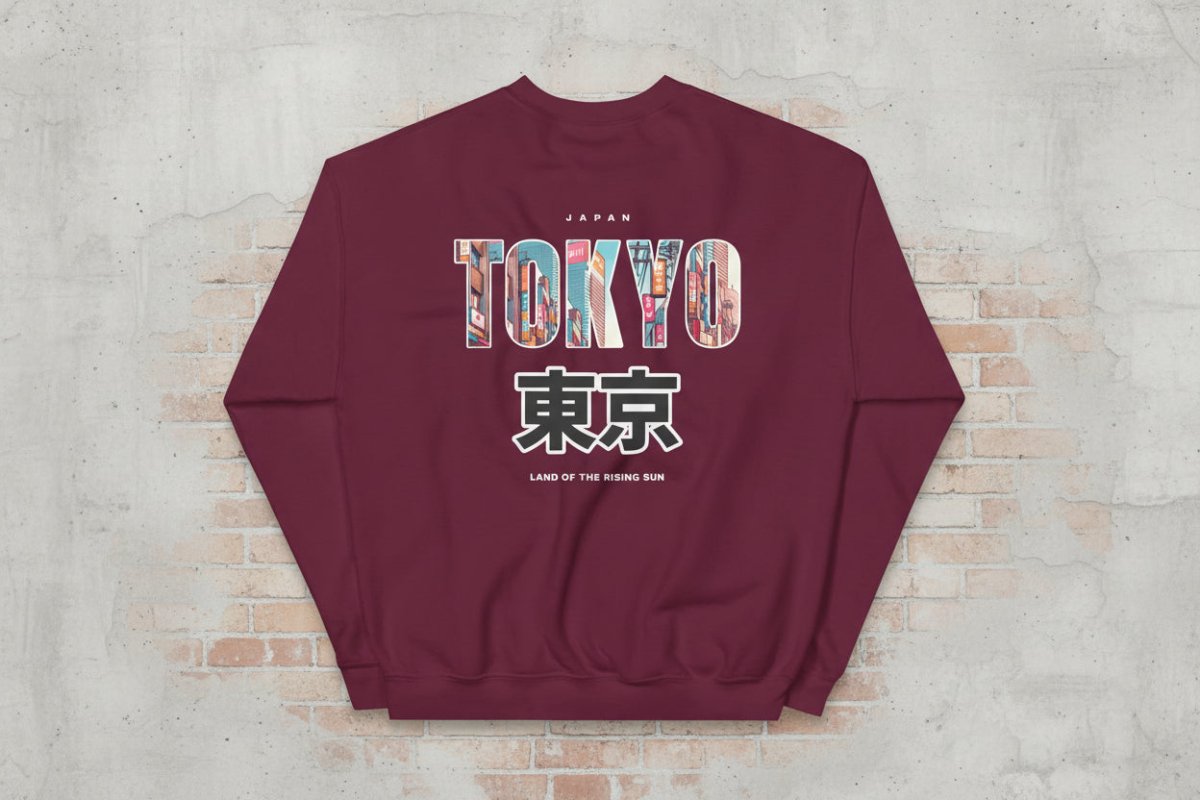 Unisex Sweatshirt "Tokyo" mit hochwertigem Logo - Stick in Farbe Gold - Black Ursus | Urban Streetwear