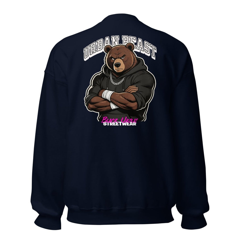 Unisex Sweatshirt "URBAN BEAST" mit hochwertigem Logo - Stick in Weiß - Streetwear - size_range | Black Ursus
