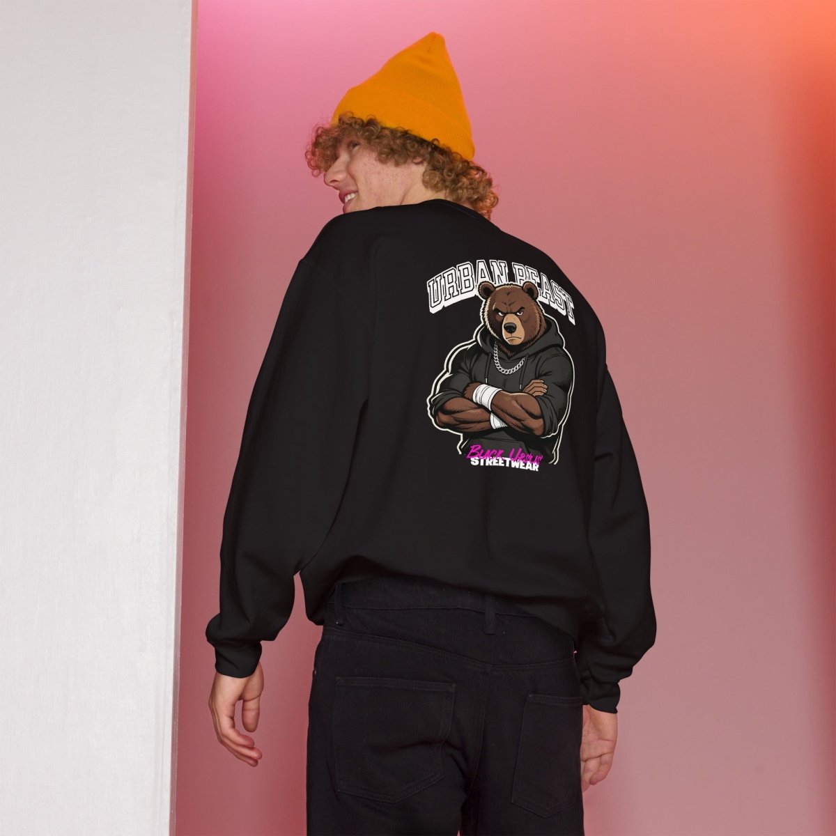 Unisex Sweatshirt "URBAN BEAST" mit hochwertigem Logo - Stick in Weiß - Streetwear - size_range | Black Ursus