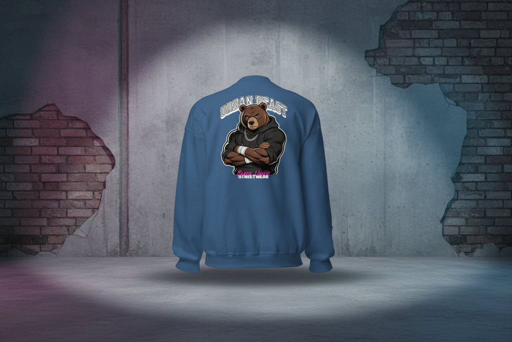 Unisex Sweatshirt "URBAN BEAST" mit hochwertigem Logo - Stick in Weiß - Streetwear - size_range | Black Ursus