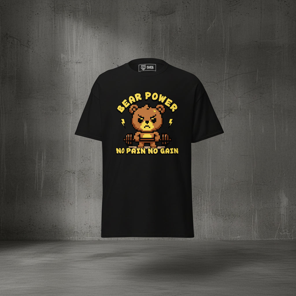 Gym T-Shirt "Bear Power" – Unisex, 180g, S–5XL | Black Ursus - Streetwear - size_range | Black Ursus