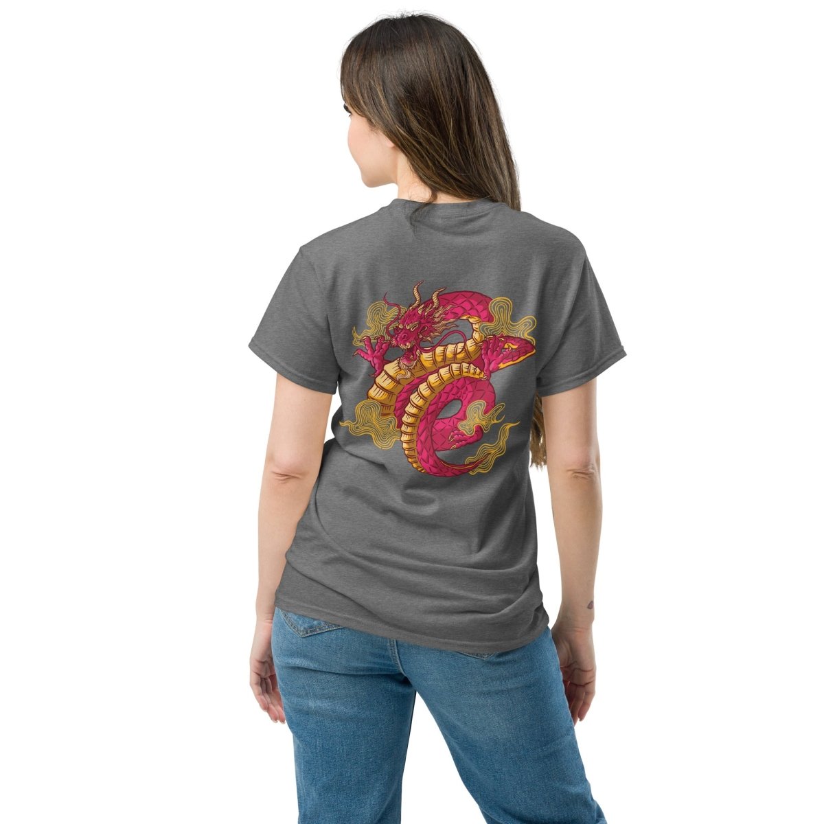 Unisex T-Shirt "Dragon" mit hochwertigem Logo - Stick in Farbe Gold - Streetwear - size_range | Black Ursus