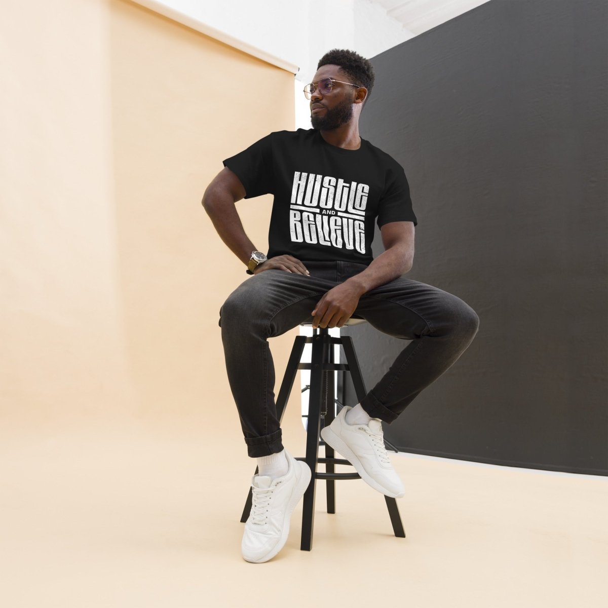 Gym T-Shirt "Hustle and Believe" – Unisex Streetwear S–5XL | Black Ursus - Streetwear - size_range | Black Ursus