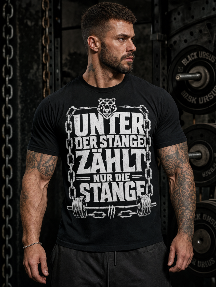 T-Shirt "Unter der Stange zählt nur die Stange" – Gym & Bodybuilding S–5XL | Black Ursus